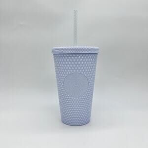 Starbucks Tumbler White Studded Cold Drink Cup Mint Green Interior 16 oz Coffee